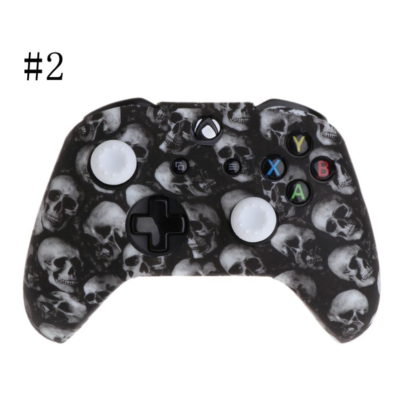 Schedel Patroon Siliconen Gamepad Cover + 2 Joystick Caps Voor Xbox One X S Controller: 2