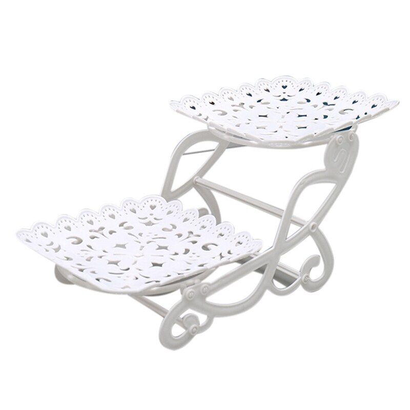 2 Tier Cake Dessert Holder Cupcake Pastry Biscuit Tray Holder Candy Buffet Fruit Holder Wedding Use: Square A
