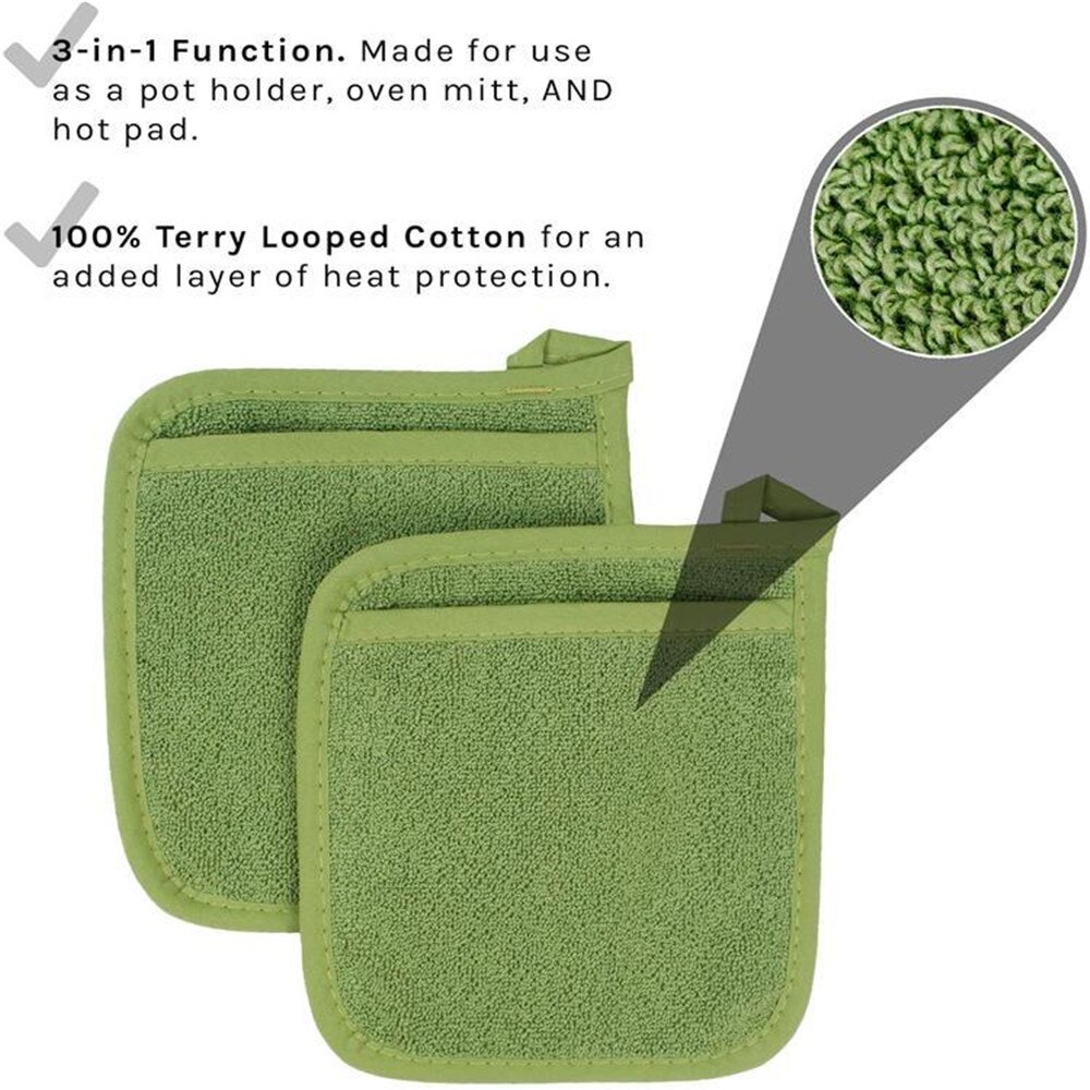 3 In 1 Pot Houders Badstof Lus Katoen Pot Houders Doek Handschoenen Pocket Pot Kussen Mat Keuken tool Anti-Slip Pads