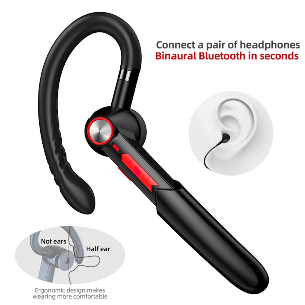 Fingerprint Touch Single Business Headset Bluetooth 5.0 Handsfree HIFI Noise Reduction Earphone Waterproof Earpiece With Mic