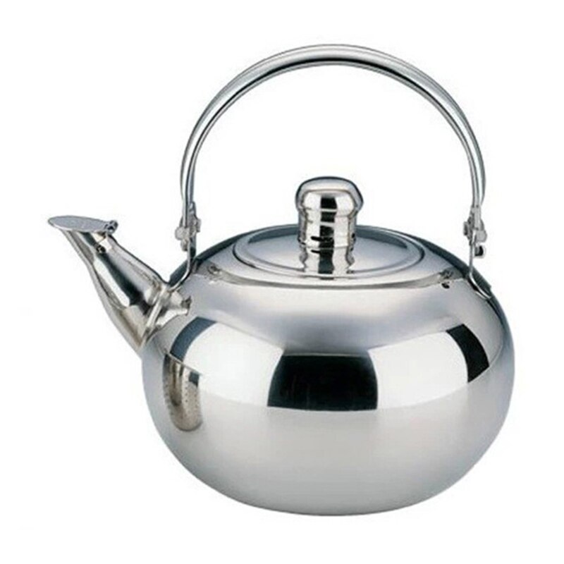 Durable Stainless Steel Water Kettle Pot Loose Tea Maker Infuser Tea Kettle Pot Metal Teapot with Removable Strainer: silver 2L