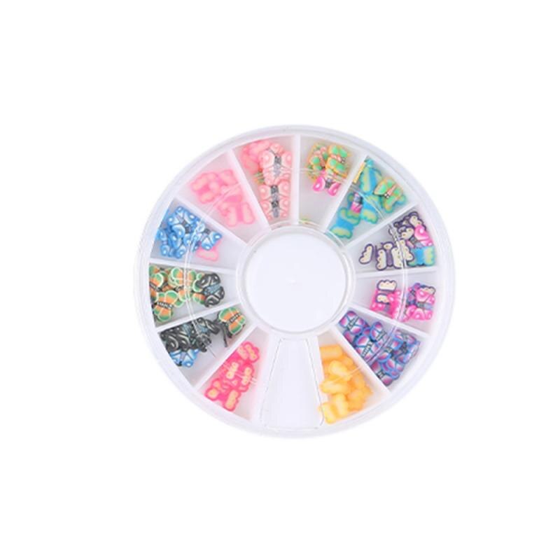 3d nail art decoraties schattige bloemen fruit klei plak nail art decoratie kleurrijke nail glitter pailletten nail art decoraties: B