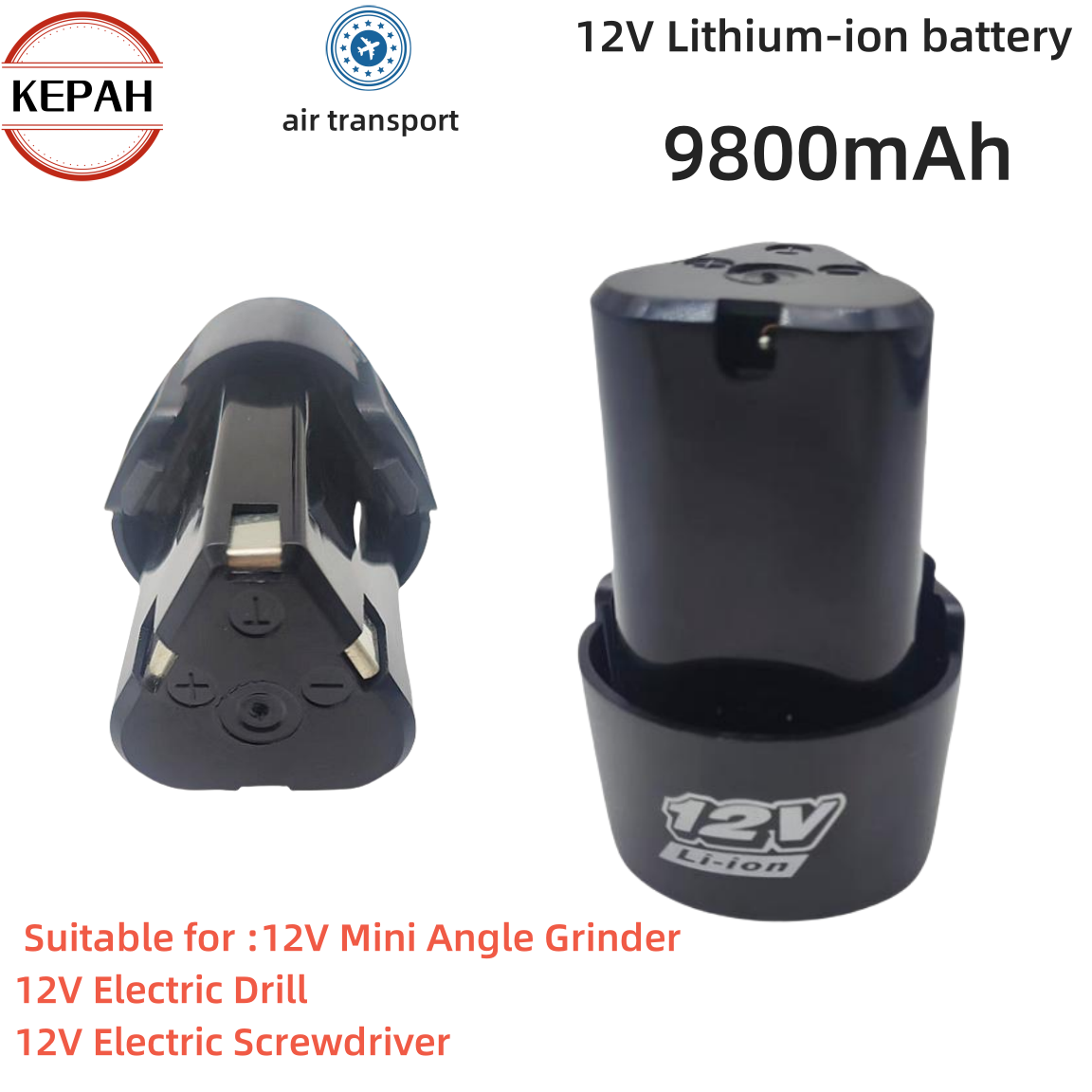 Batería recargable de iones de litio, destornillador eléctrico, taladro, mini herramienta de amoladora angular, 12V, 9800mAh,