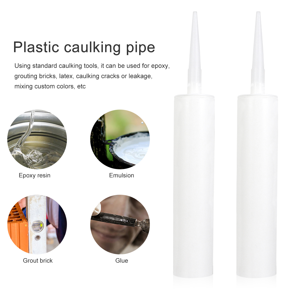 5 Pcs Empty Plastic Caulk Tubes Refillable Sealant Caulking Tube Home Supplies