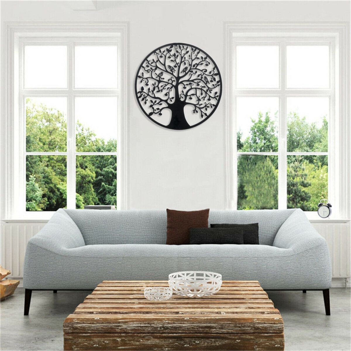 51cm Tree of Life Iron Art Home Hanging Ornament Nordic 3D Iron Tree Round Wall Hanging Decorations Art Home Wall Decoration