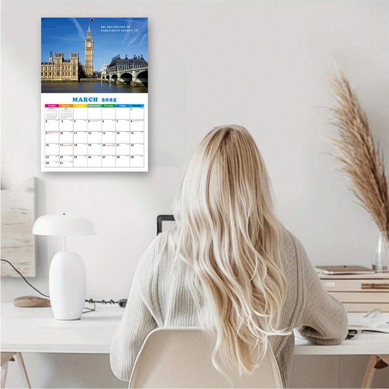 Vægplanlæggerkalender elegance moderne verdenslandskabsplanlæggerkalender verdenslandskabstema vægkalender til hjemmet