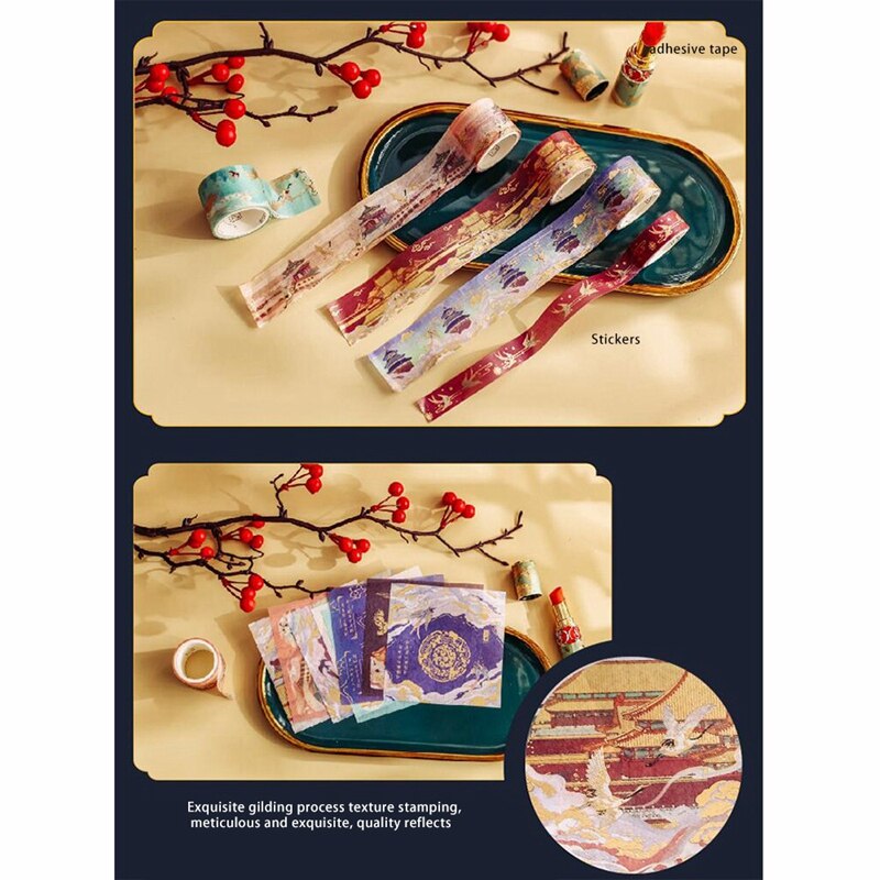2Set Retro Chinese Stijl Masking Washi Tape Set Decoratieve Plakband Voor Diy Scrapbooking Sticker Label-D & een