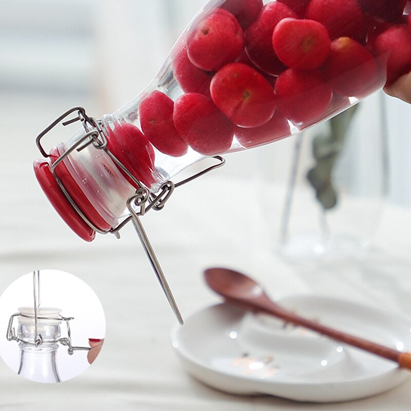 Garrafa de vinho de vidro, garrafas de armazenamento de mel de limão, latas seladas vazias, jarra de fermentação de leite, frasco portátil para vinho de frutas para bar