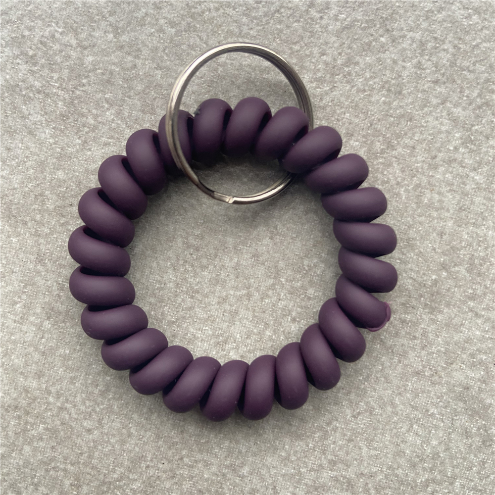 Pulsera elástica, llavero con resorte, pulsera en espiral Flexible, soporte para llaves para gimnasio, piscina, tarjeta de identificación, deportes: Negro