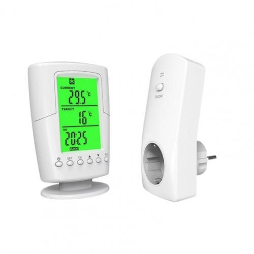 Temperature Control Thermostat 220V Nashone Digital Wireless Thermostat LCD Remote Temperature Controller socket with thermostat: White EU Plug