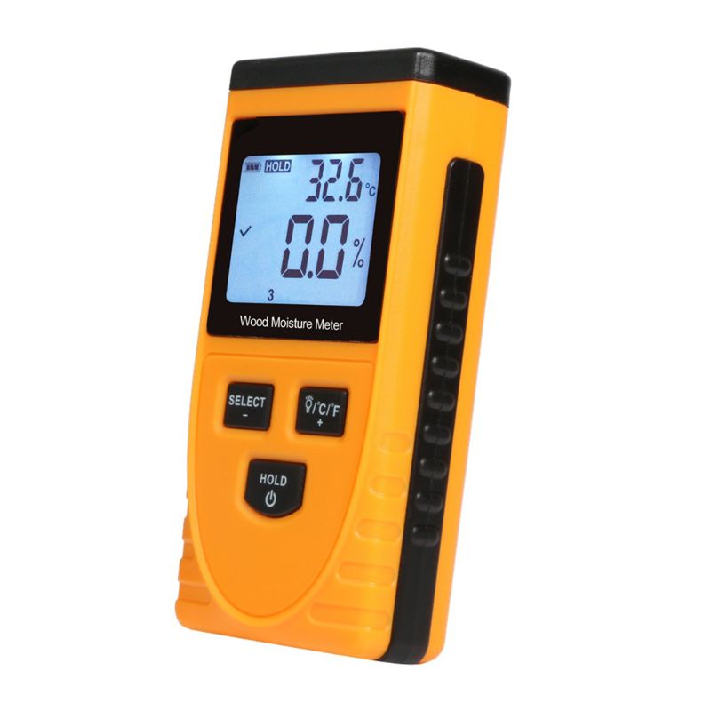 Digital LCD Display Inductive Wood Moisture Meter Ambient Temperature Tester