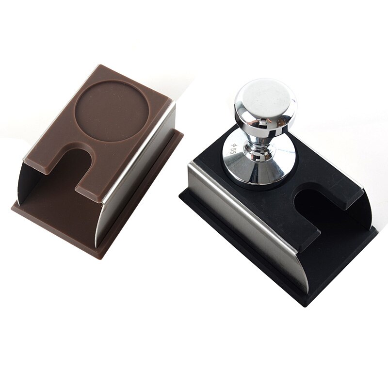 Upors praktisk kaffestamper stativ rustfritt stål kaffestamperholder gjenbrukbar silikon tamping matt durabl kaffetrakter verktøy