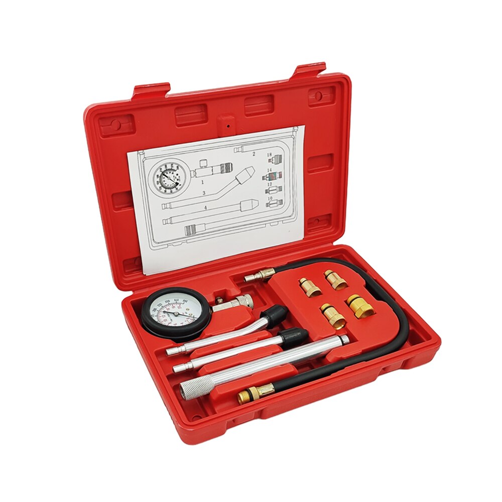 Gasoline Engine Compression Tester Auto Petrol Gas Engine Cylinder Automobile Pressure Gauge Tester Automotive Test Kit 0-300psi: With Three Tubes