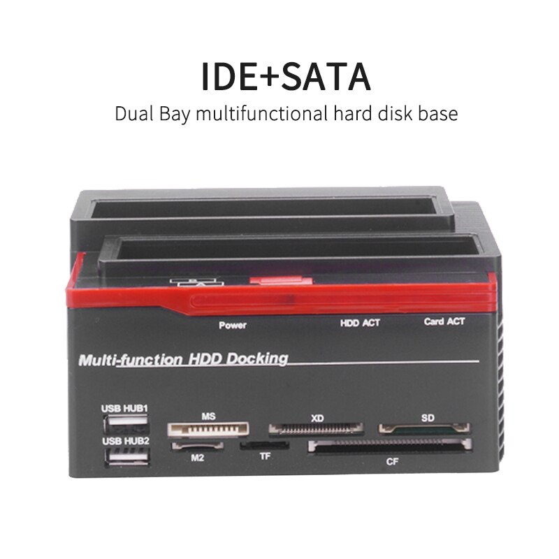 1Pc Hoge Qulity Sata Ide Docking Station 2.5 "Usb 3.5 Clone Behuizing 2 Poorten Ms/M2/Xd/Cf/Tf Hub Kaartlezer