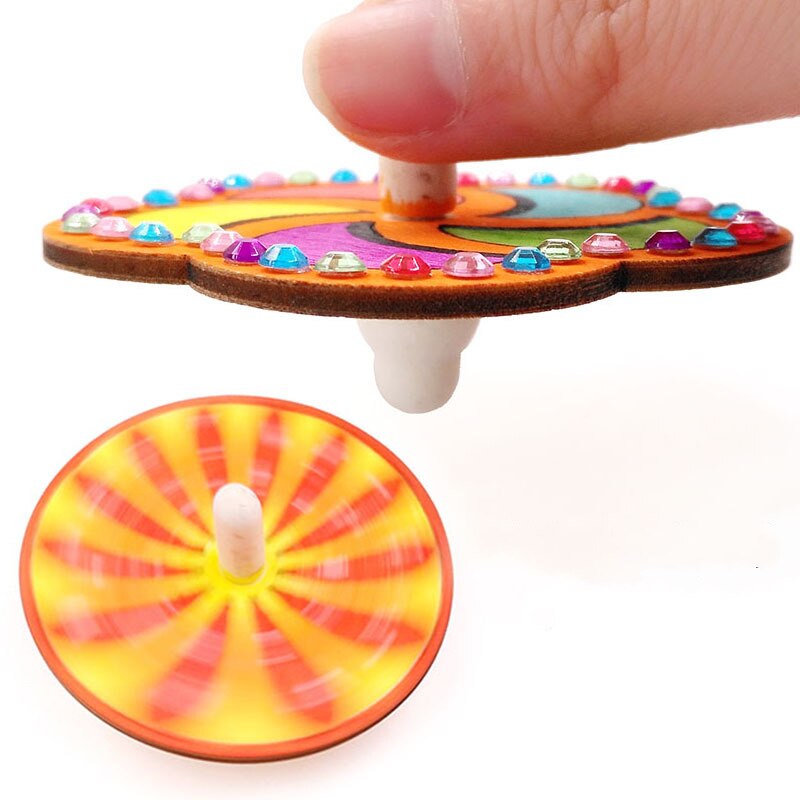 5 Piece/lot DIY Toys For Child Divergent thinking Spinning Top Wooden Diy Coloring Children Play Spinning Birthday ZLL