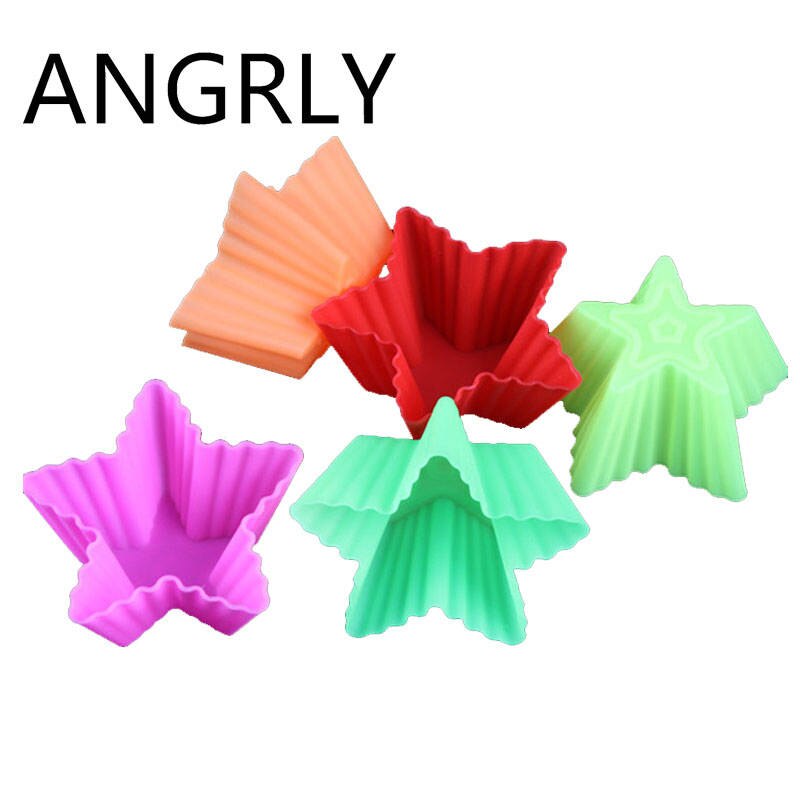 ANGRLY 10pcs Multi-color Silicone Cake Muffin Cupcake Mold Round Shape Baking Mould: 1