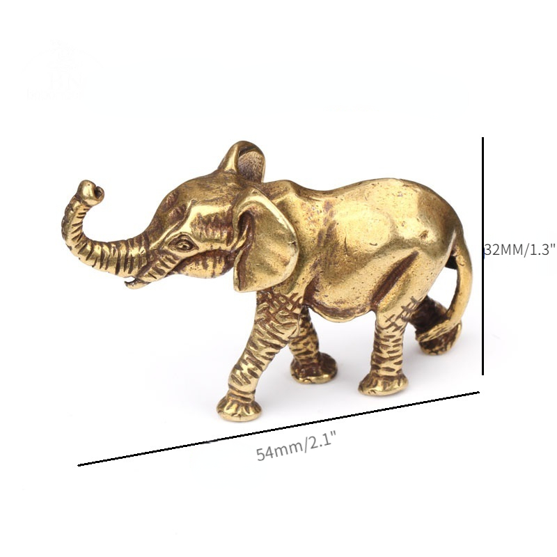 Antique Bronze Minature Elephant Figurines Tea Pet Table Ornament Decorations Solid Copper Animal Crafts Home Decor Living Room: Light Grey