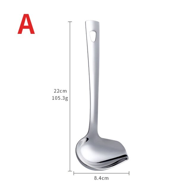 Cuillère à Sauce en acier inoxydable, cuillère à bec, petite louche à soupe, cuillère à huile, outil de cuisine: A