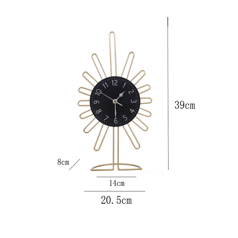 ZGXTM Golden Iron Desktop Clock Desktop Clock Desk Clock Living Room Study Pendulum Clock Desktop Ornament: 005 black