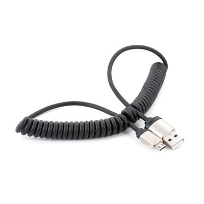 USB 2.0 naar Micro USB Lente Datakabel Spiraal Opgerolde 5 Pin Adapter Digitale USB Data Opladen Kabels Connector Usb-laadkabel