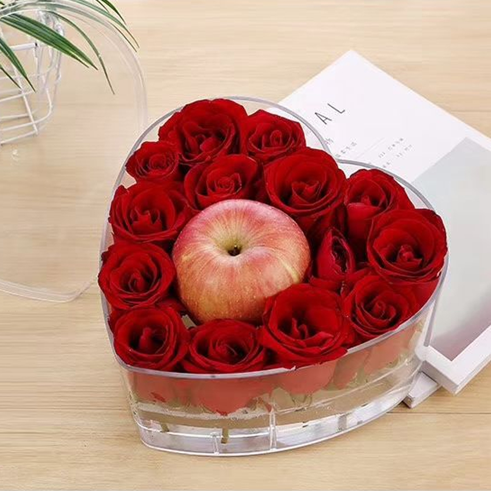 Acrylic Heart Shaped Flower Box Box Storage Box Confession Rose Flower Packaging Box Floral Bouquet DIY Wedding Decoration