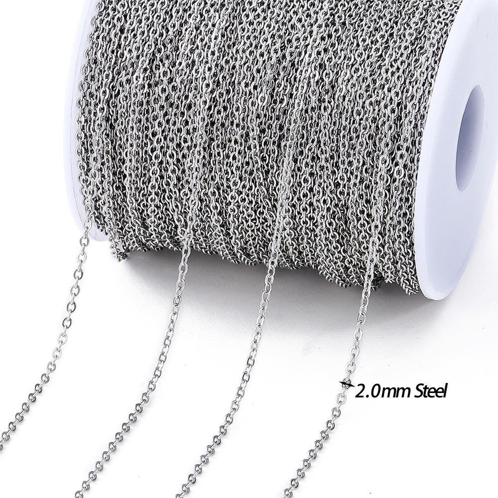 Sieraden Maakketting - 2 Meter - 7 Types - 14k Goud Verguld Messing Ronde Schakelketting: Leeg