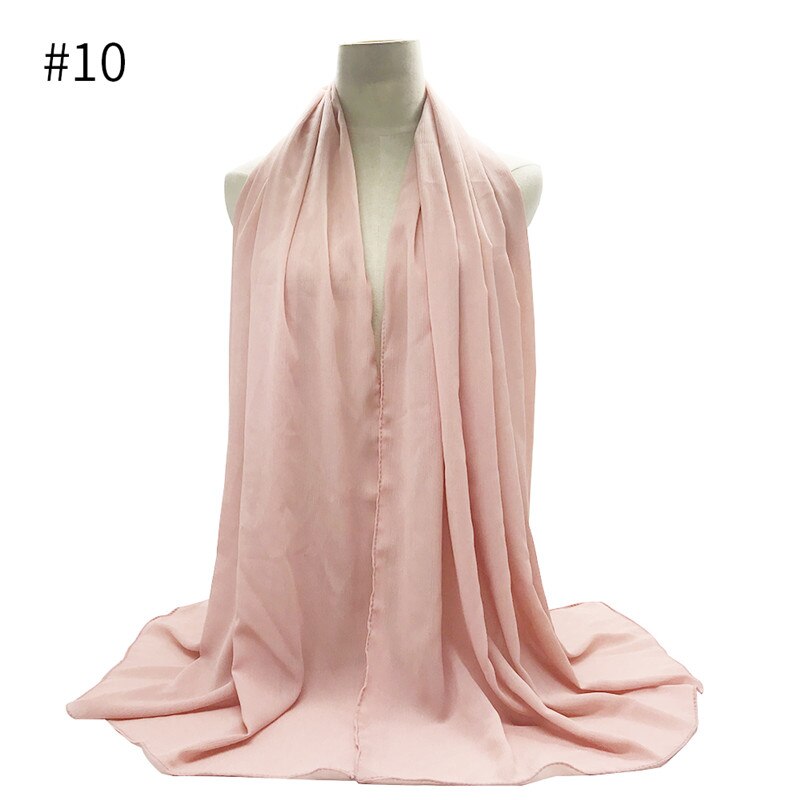 crêpe mousseline hijab écharpe magnifique solide foulards musulmans 10 pièces rides foulards de: 10