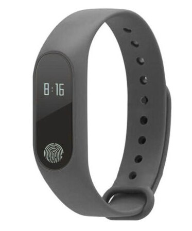 Bluetooth siliconen smartwatch voor dames en heren, hartslagmeter, fitness, slaaptracker, armband, horloge, waterdichte polsband: Grijs