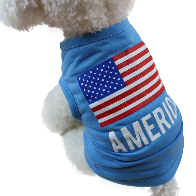 Vêtements pour animaux de compagnie chien drapeau américain mignon animal gilet vêtements petit chiot Costume vêtements gilet animaux Acessorios 17SEP8