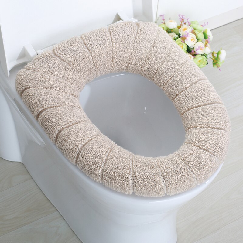 1pc housses de siège de toilette confortables en velours épais tricoté corail lavables pour siège de toilette standard motif citrouille coussin doux^: Gris nord de l'ue