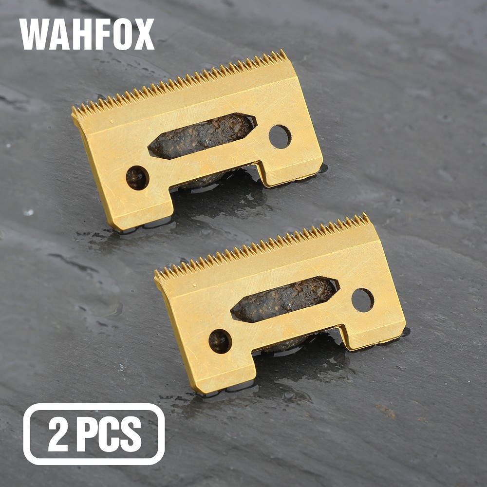 WAHFOX 2PCS/SET Ceramic Movable Blade 2-Hole Stagger-Tooth Ceramic Blade With Box For Cordless Clipper Replaceable Blade: WB-8G 1SET