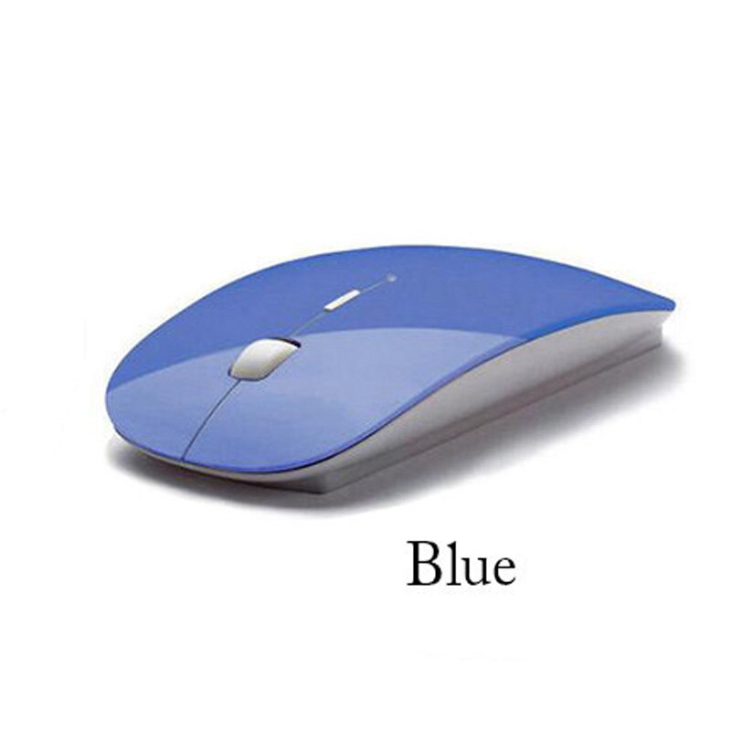 Sugar Color Ultra Thin USB Optical Wireless Mouse 2.4G Receiver Super Slim Mouse For Computer PC Laptop Desktop: Blue