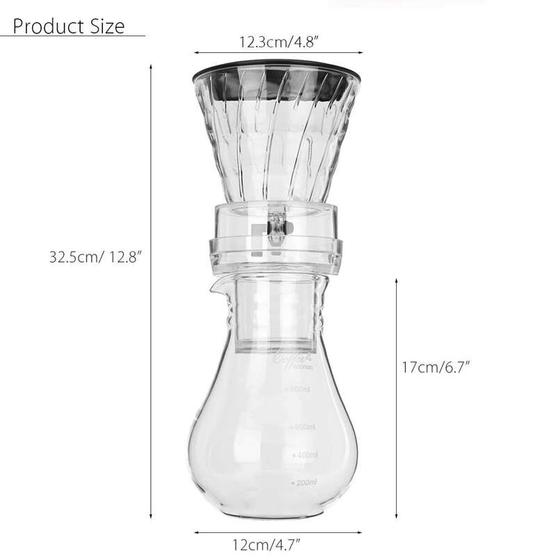Glass Cold Ice Water Drip Coffee Maker Brew Pot Dripper Coffeemaker 800Ml