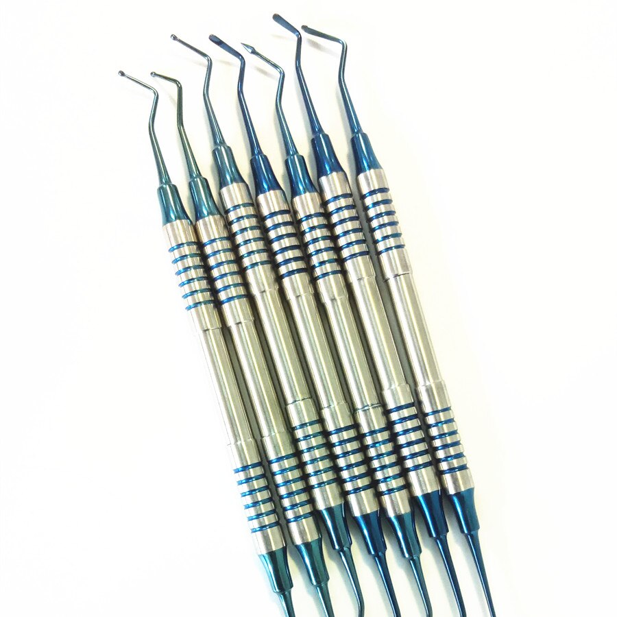 7 stk dental komposit harpiks fyldning spatel titanium belagt hoved harpiks fyldstof sæt tykt håndtag restaurering sæt dental instrument