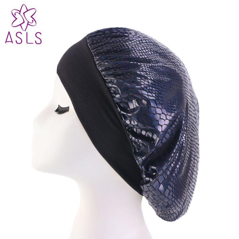 patroon Vrouwen Brede Band Satijn Motorkap Zijdeachtige Night Slaap Hoed Kanker Chemo Mutsen Haar Cap Hoofddeksels Haar Accessoires: Black