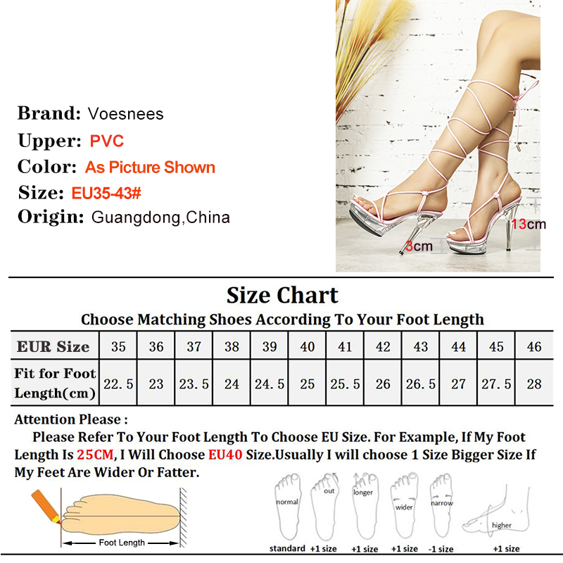 Nachtclub Dunne Hoge Hakken Pumps Dames Gladiator Zomer Optreden Sandalen Enkelbandjes Avond Feest Jurk Schoenen 13Cm Plus Size