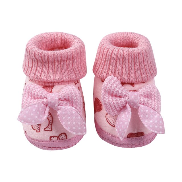 Kleinkind Baby Mädchen Bowknot Wanderschuhe Kleinkind Plüsch Anti Schleudern Stiefel für freundlicher Spitze hoch Bogen freundlicher Elastische Sohle socken: Rosa / 13