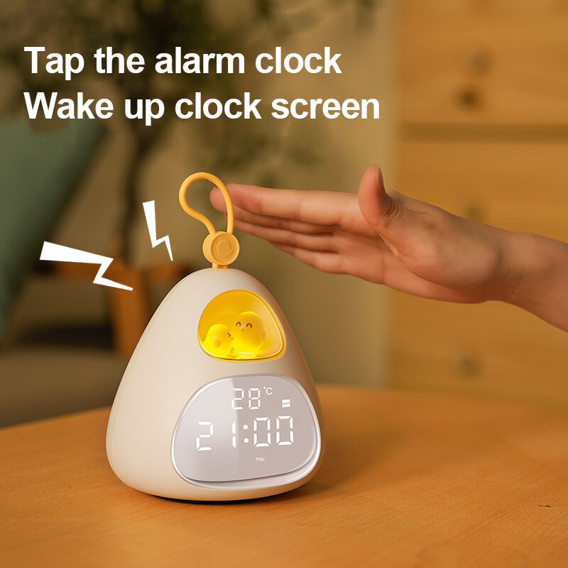 Cute Bird's Nest Time Alarm Clock Night Light Smart LED Wake-Up Light Bedroom Desktop Accompany Sleeping Nightlight