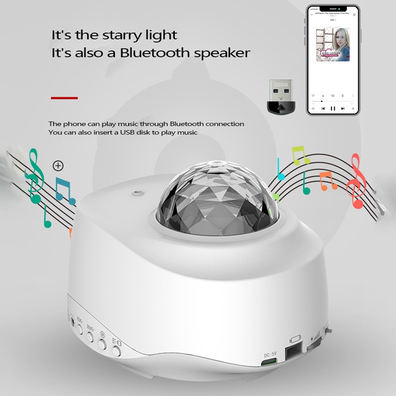 Projektor do oświetlenia nocnego z głośnik Led na Bluetooth dynamiczne światło nocne dla dzieci dorośli do sypialni/imprezy/wystroju domu