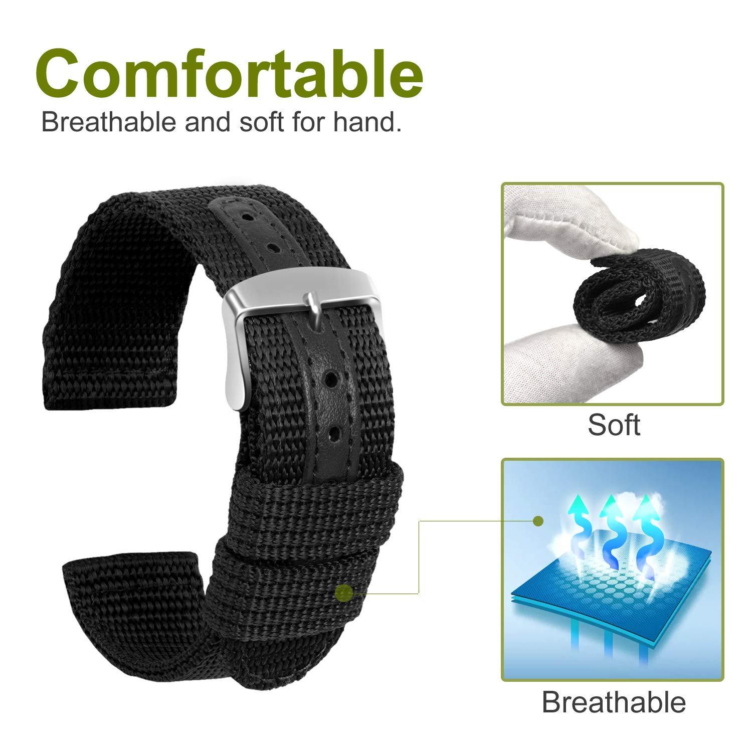 Ure tilbehør nylon læder urrem til dw ure rem 18mm 20mm 22mm 24mm bredde ur erstatningsbånd