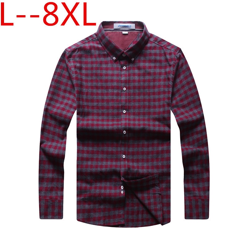 Men's Plus Size Casual Plaid Long Sleeve Shirt