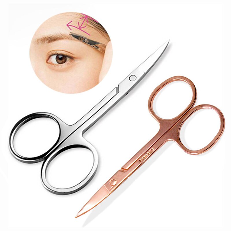 Tijeras pequeñas de acero inoxidable para cortar el pelo de la nariz y las cejas, pinzas para recortar la cara y la manicura, eliminador de piel muerta, herramientas de tijera