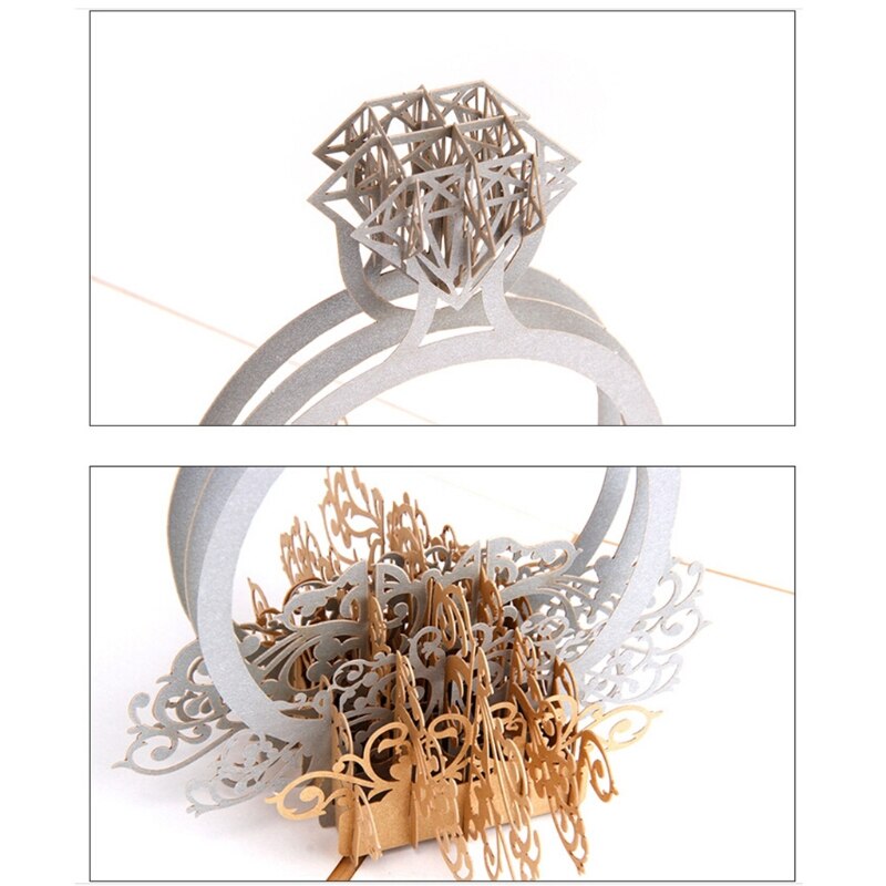 3D Pop Up Ring Wedding Invitation Card Birthday Christmas Mother&#39;s Day Gif