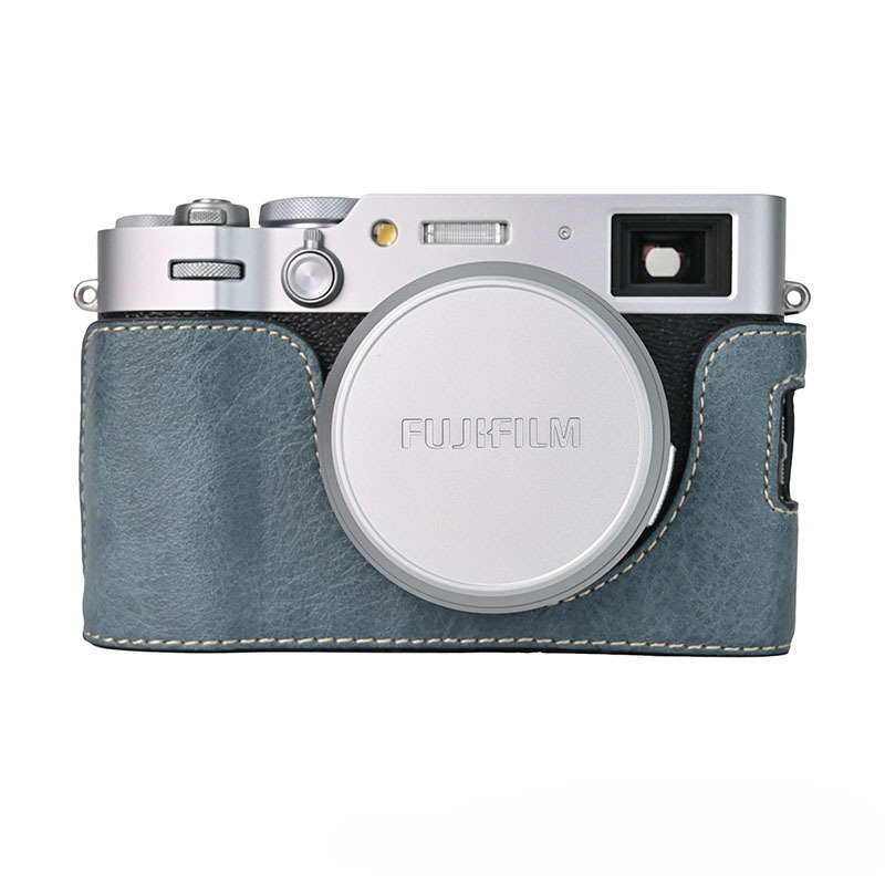 Torba na aparat fotograficzny do Fujifilm X100VI X100 VI 6, skórzana osłona ochronna z półpodstawą i paskiem na ramię na szyję i smyczą