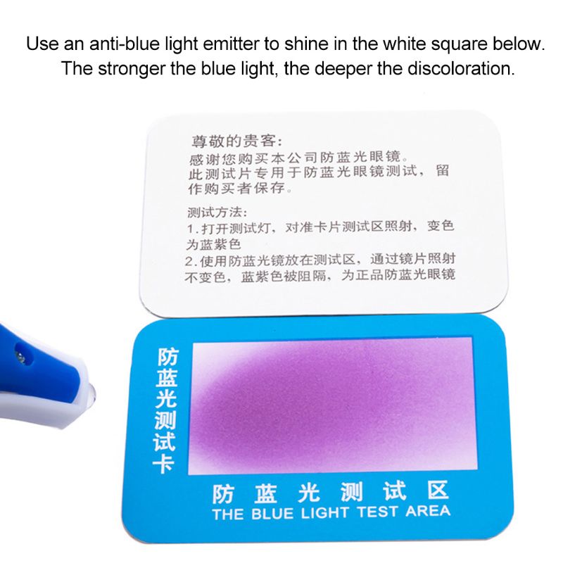 10Pcs Pvc Anti-Blauw Licht Testkaart Licht Bril Blauw Licht Detectie Kaart B85C