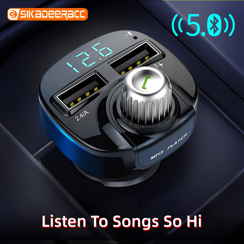 Cargador USB de pantalla Digital para iPhone, reproductor de MP3 Bluetooth para coche con pantalla LED, manos libres, música sin pérdidas