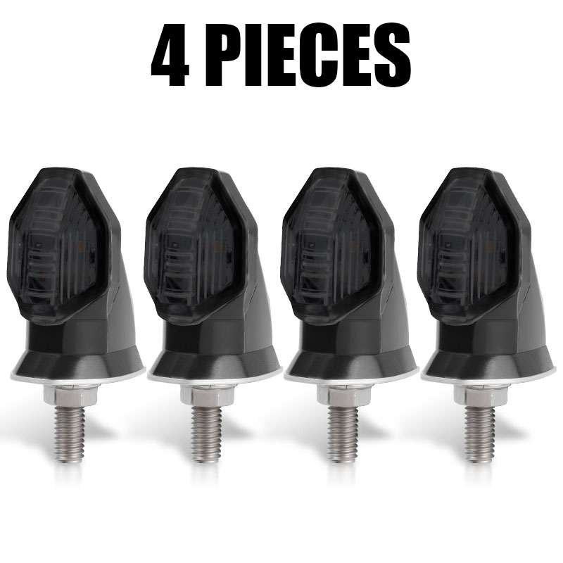 Mini Motorfiets Smoke Lens Led Richtingaanwijzer 12V Amber Blinker Indicator Flasher Lamp Twee Draad Moto Motoren Accessoires: 4pcs