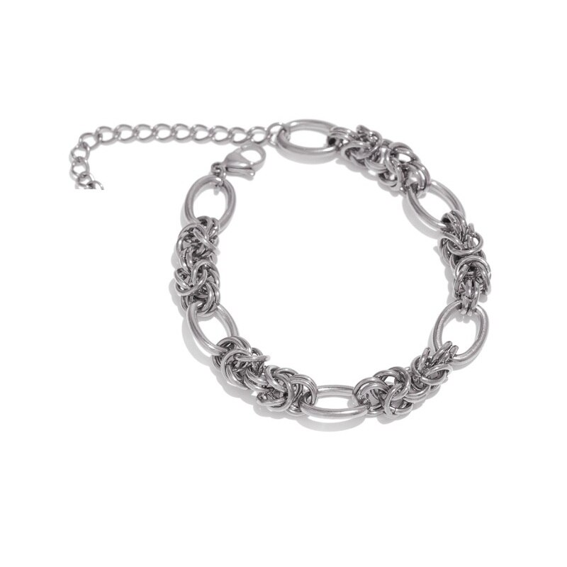 Pulsera Bizantina de acero inoxidable 100% para mujer, brazalete de quilla chapado en oro, joyería de etiqueta Simple y estética, Idea de perfecta, dorado