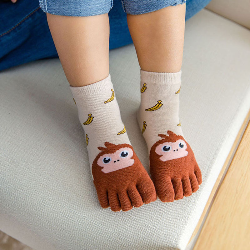 Toddler Baby Kids Girls Boys Cartoon Socks Babies Child Animal Five Fingers Sock Hosiery Toe Sock Accessories: b / 3 to 7 years