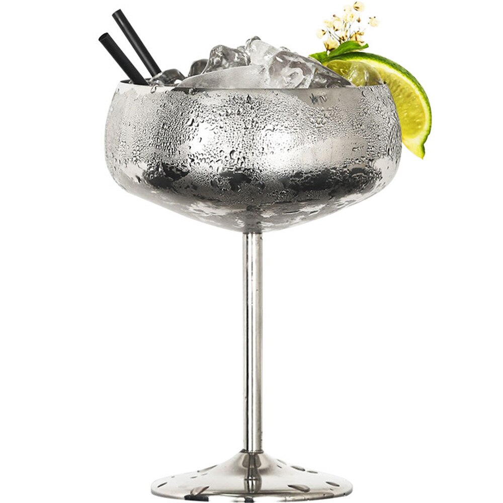 Stainless Steel Cocktail Glass Silver Rose Cocktail Juice Drink Champagne Goblet Party Barware Kitchen Tools 1pcs